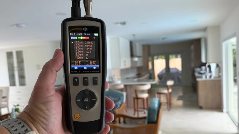 Particle counter used to assess indoor airborne particle conditions