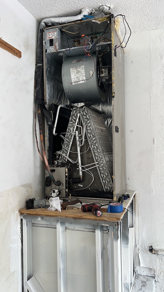 HVAC air handler coil inspected for mold contamination in a Coral Springs townhome case study