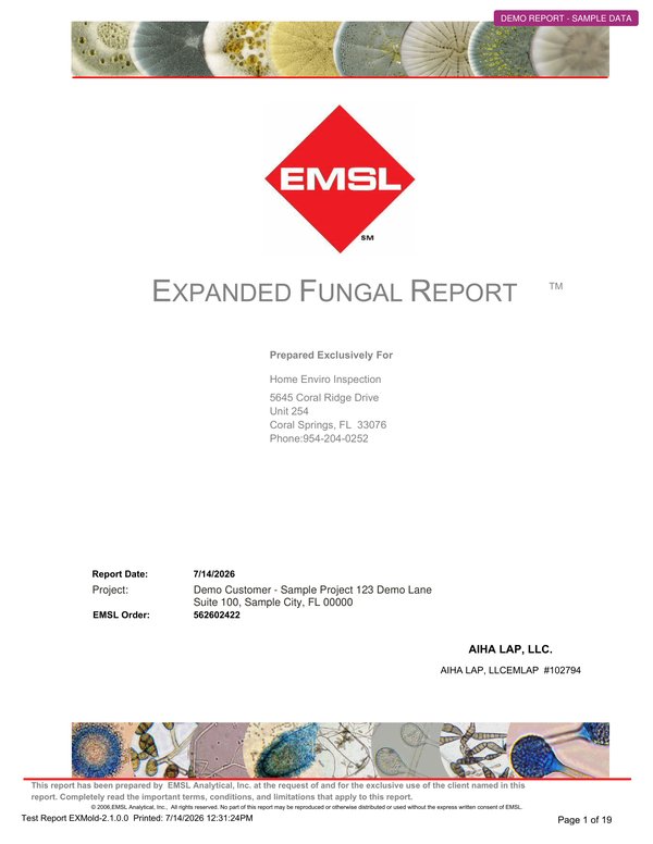 Sample Accredited Laboratory Report cover page