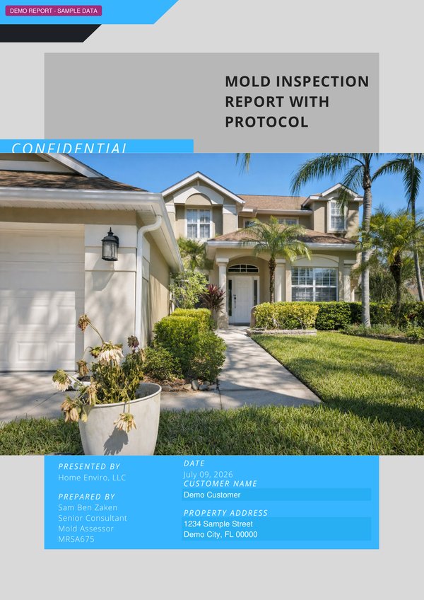 Sample Mold Inspection Report cover page